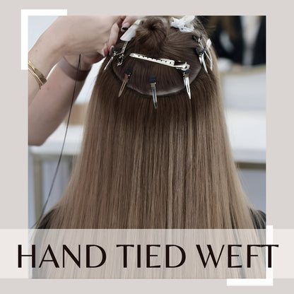 Hand tied weft